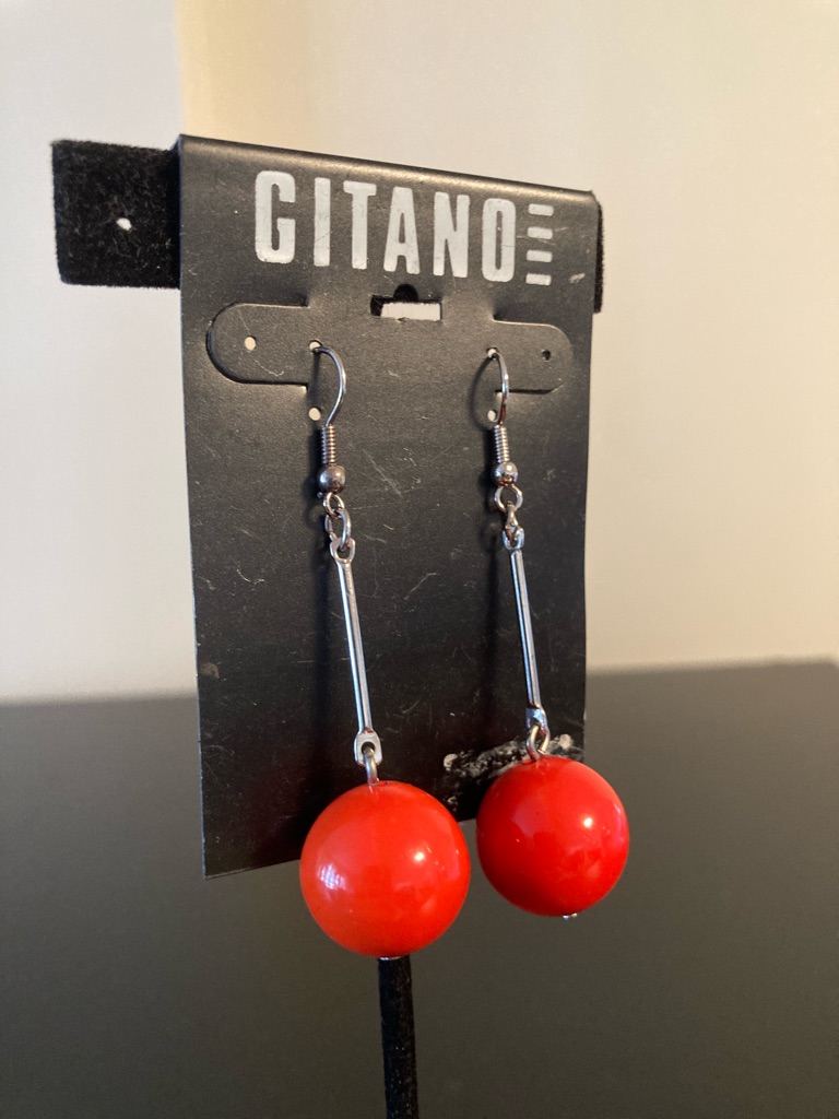 Gitano Bright Red Bead Dangle Earrings